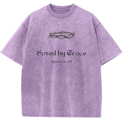 Saved By Grace Ephesians 2:8 Snowflake Vintage Cotton T-Shirt