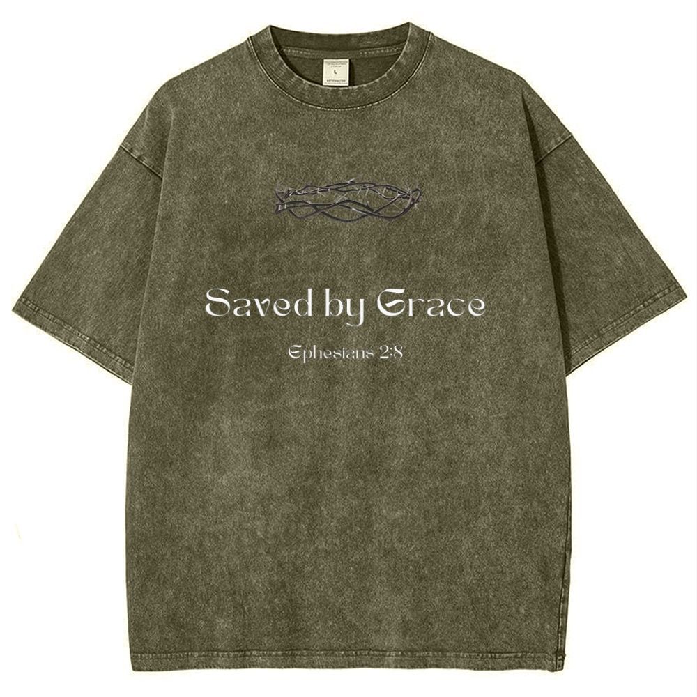 Saved By Grace Ephesians 2:8 Snowflake Vintage Cotton T-Shirt
