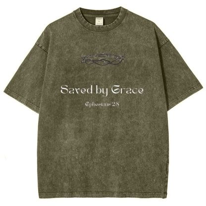 Saved By Grace Ephesians 2:8 Snowflake Vintage Cotton T-Shirt