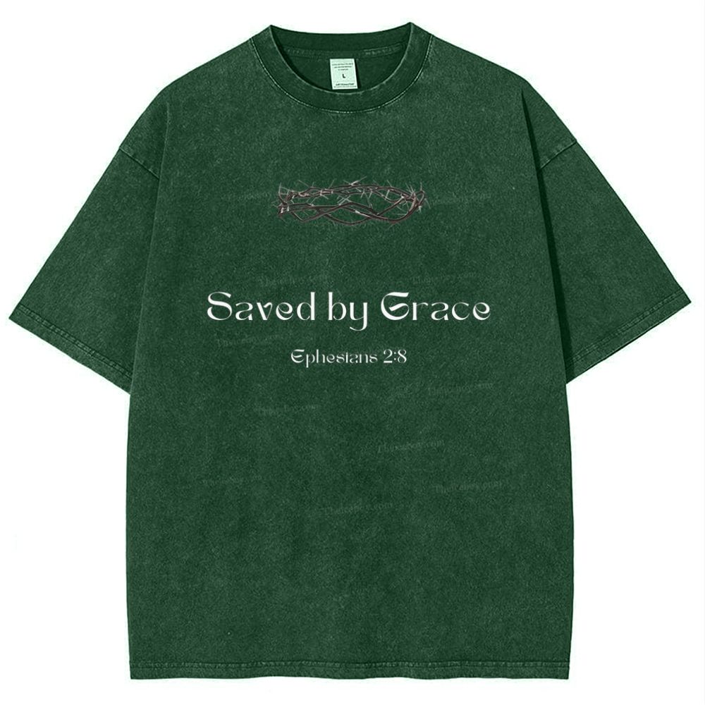 Saved By Grace Ephesians 2:8 Snowflake Vintage Cotton T-Shirt