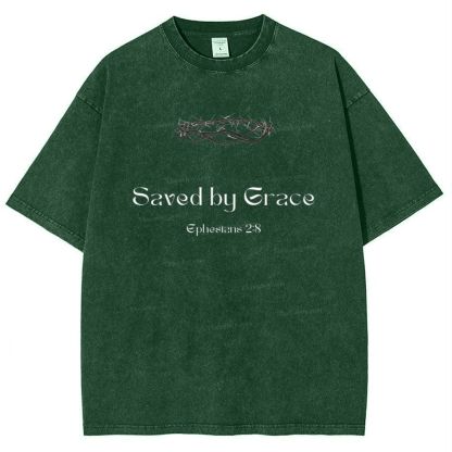 Saved By Grace Ephesians 2:8 Snowflake Vintage Cotton T-Shirt