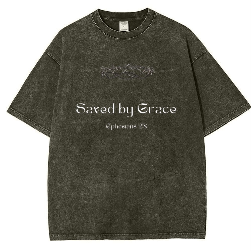 Saved By Grace Ephesians 2:8 Snowflake Vintage Cotton T-Shirt