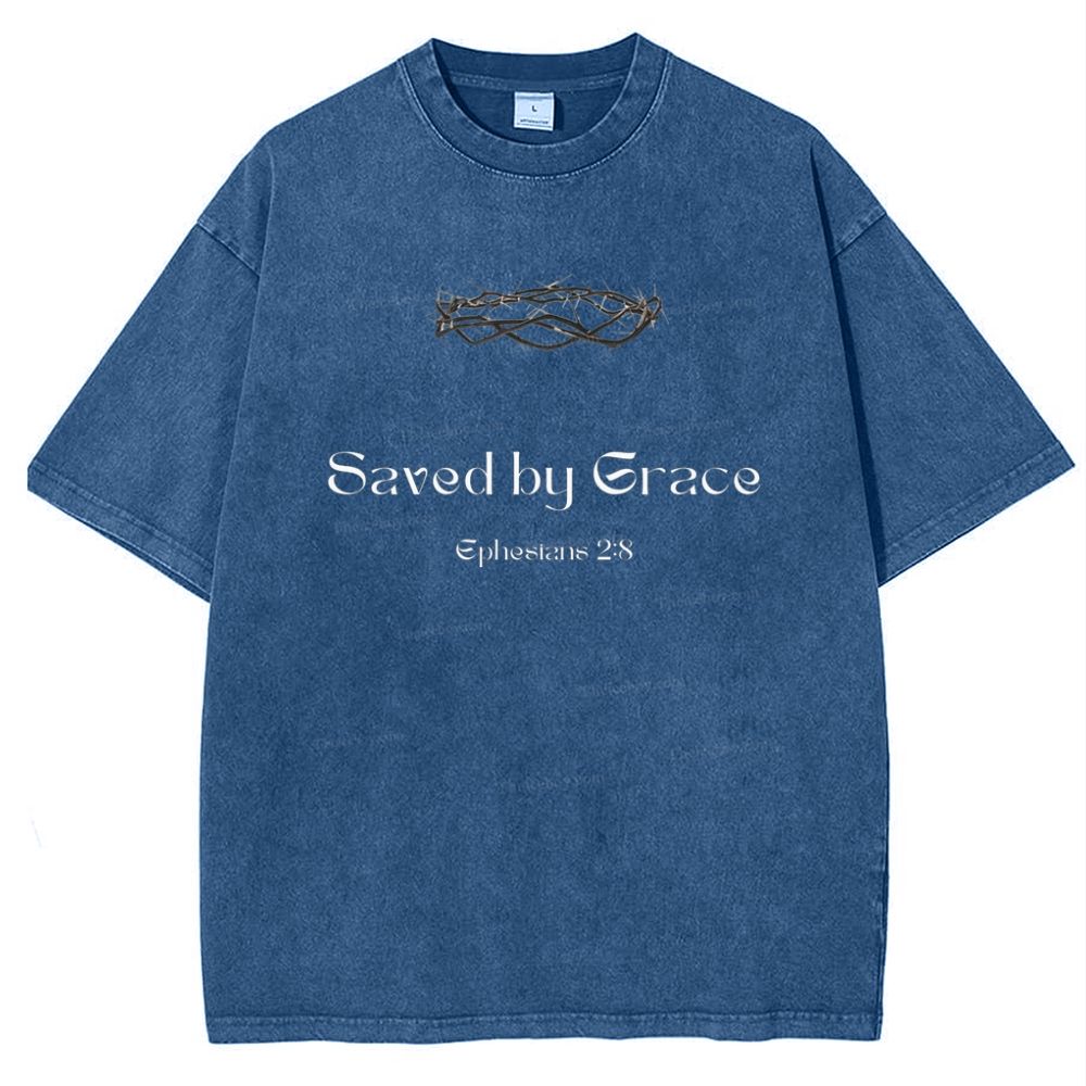 Saved By Grace Ephesians 2:8 Snowflake Vintage Cotton T-Shirt