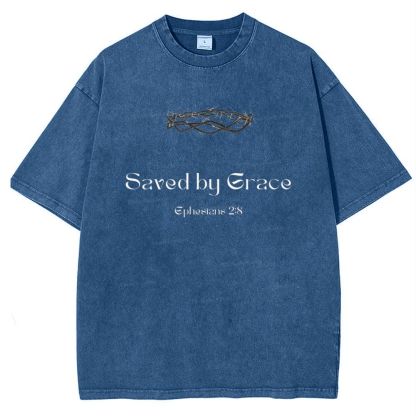 Saved By Grace Ephesians 2:8 Snowflake Vintage Cotton T-Shirt