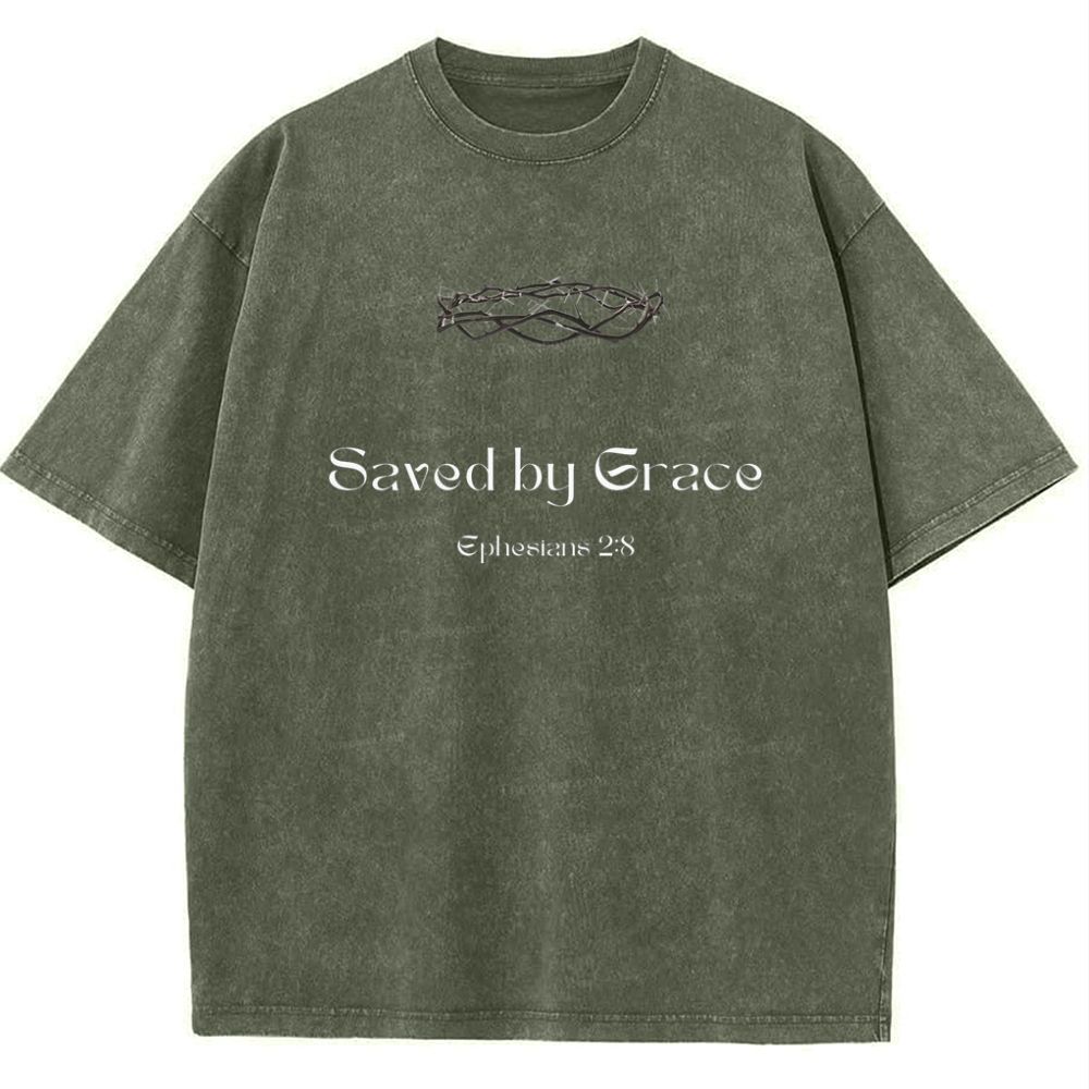 Saved By Grace Ephesians 2:8 Snowflake Vintage Cotton T-Shirt