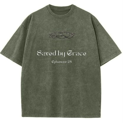 Saved By Grace Ephesians 2:8 Snowflake Vintage Cotton T-Shirt