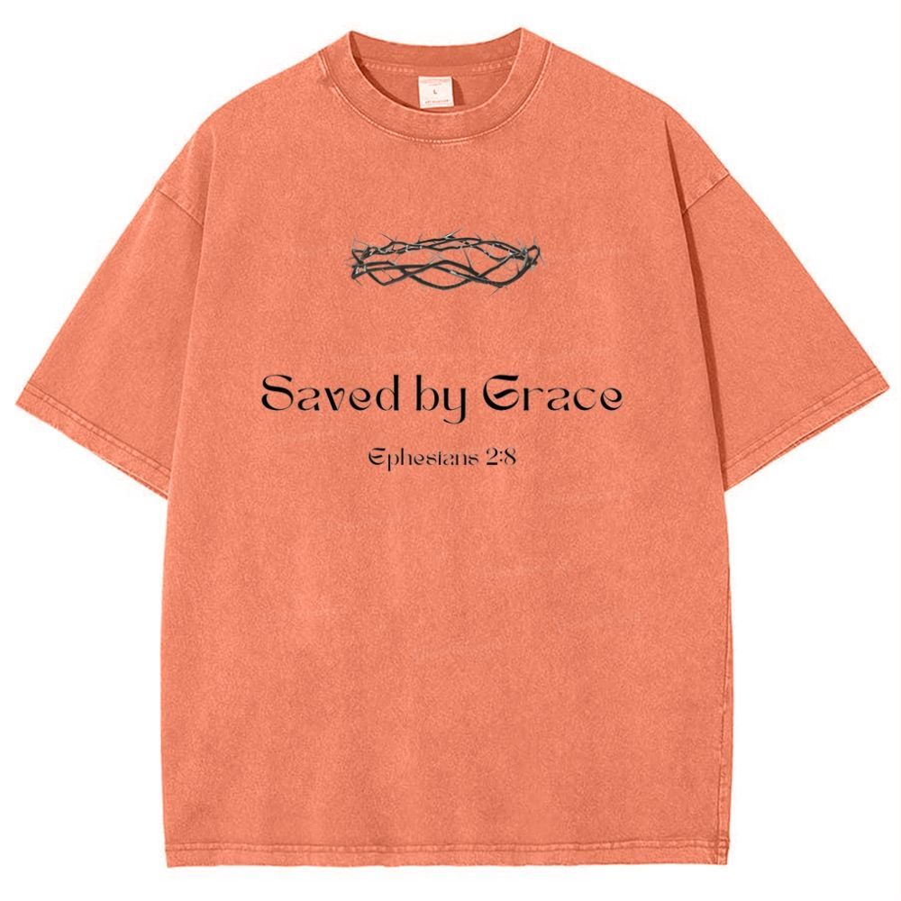 Saved By Grace Ephesians 2:8 Snowflake Vintage Cotton T-Shirt