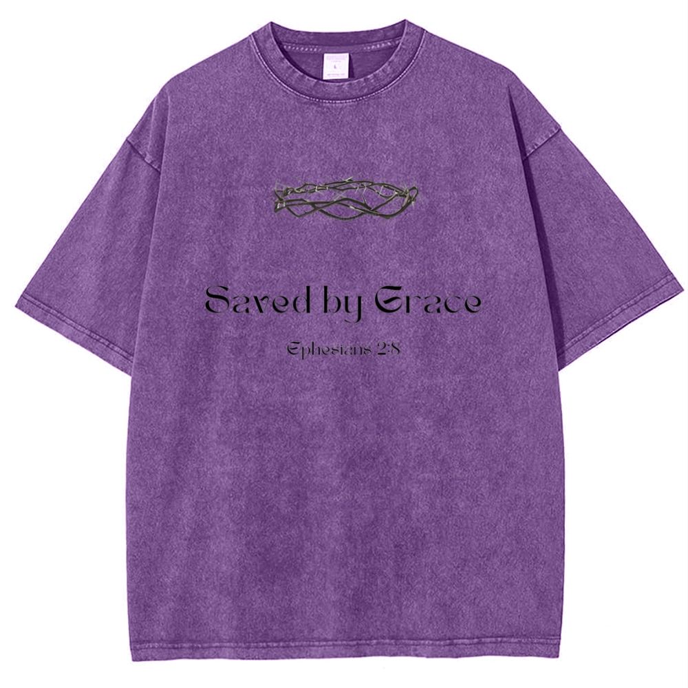 Saved By Grace Ephesians 2:8 Snowflake Vintage Cotton T-Shirt