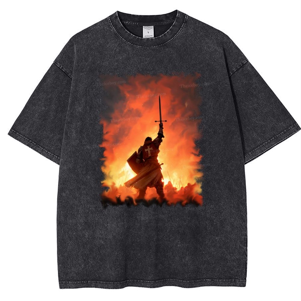 Crusader Knight Snowflake Vintage Cotton T-Shirt