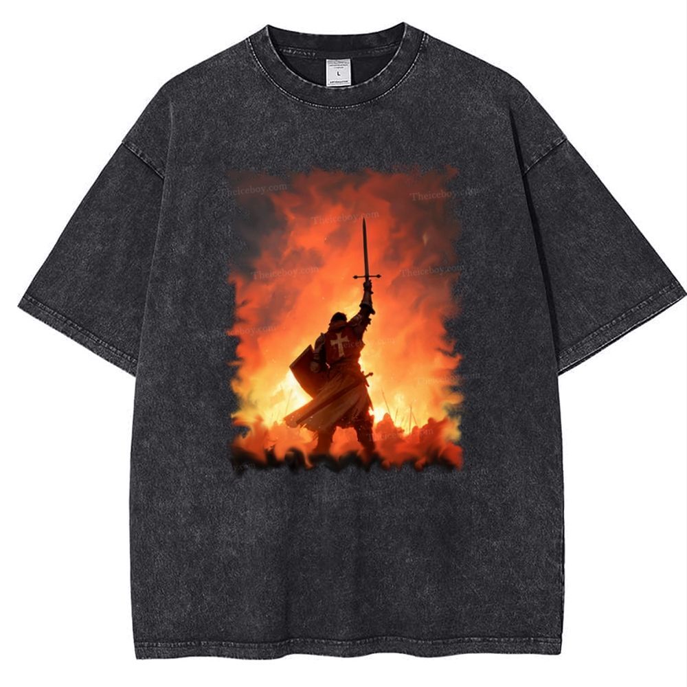Crusader Knight Snowflake Vintage Cotton T-Shirt
