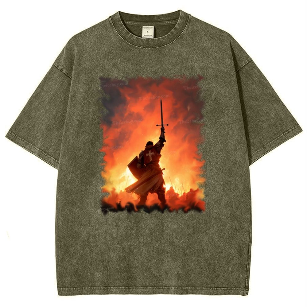 Crusader Knight Snowflake Vintage Cotton T-Shirt