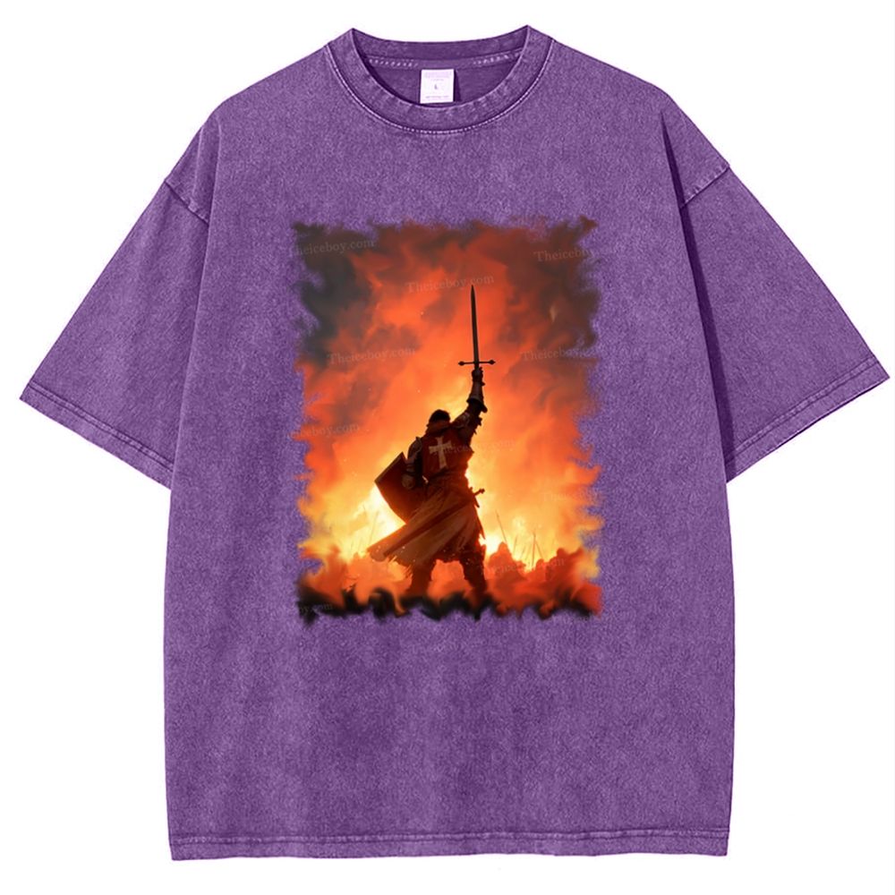 Crusader Knight Snowflake Vintage Cotton T-Shirt