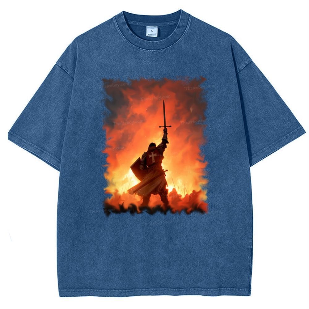 Crusader Knight Snowflake Vintage Cotton T-Shirt