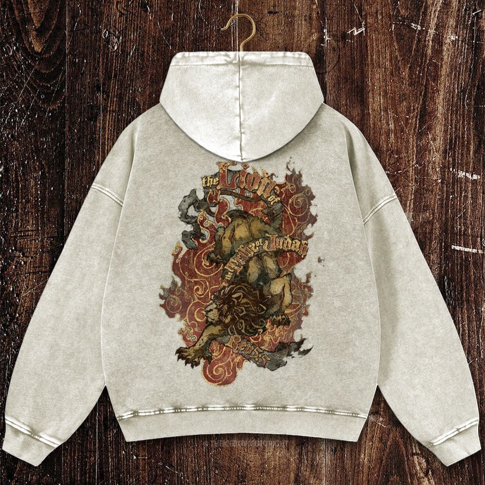Lion of Judah Christian Washed Hoodie