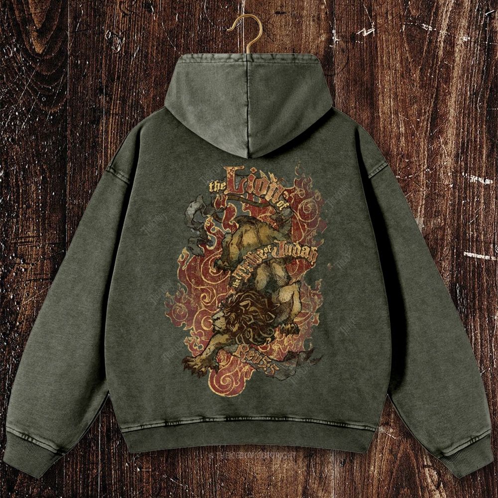 Lion of Judah Christian Washed Hoodie