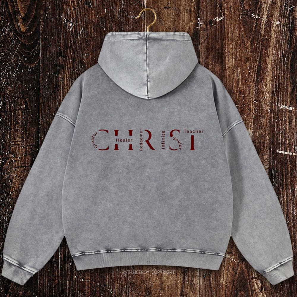 Christ's Many Roles Christian Washed Hoodie