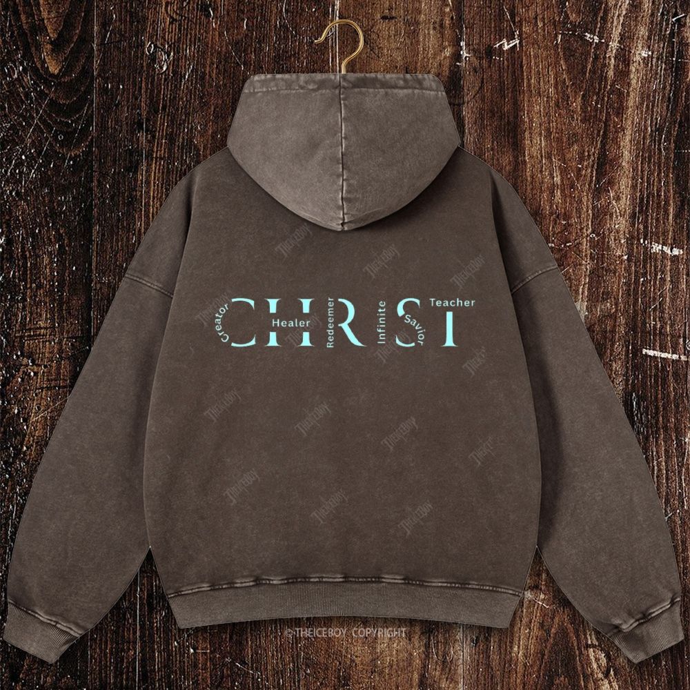 Christ's Many Roles Christian Washed Hoodie