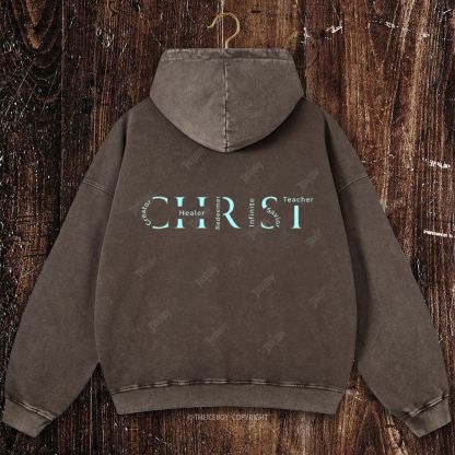 Christ's Many Roles Christian Washed Hoodie