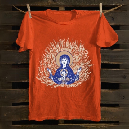Our Lady of the Burning Bush: Orthodox Icon Cotton T-shirt