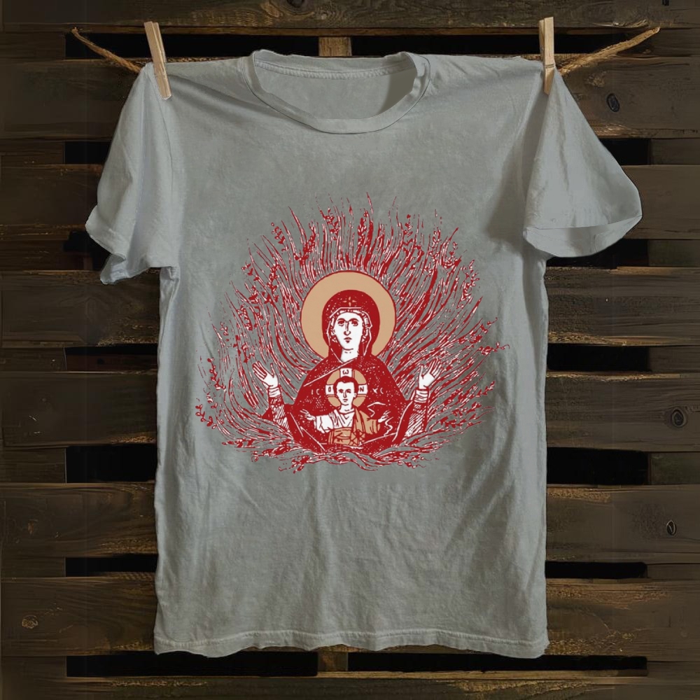 Our Lady of the Burning Bush: Orthodox Icon Cotton T-shirt