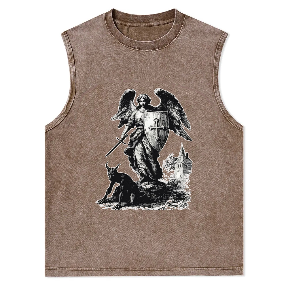 Angels Defeat Demons Christian Snowflake Washed Vest