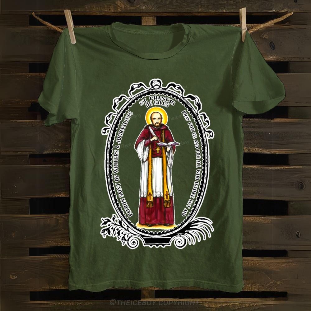 Saint Francis de Sales Patron of Writers & Journalists Cotton T-shirt