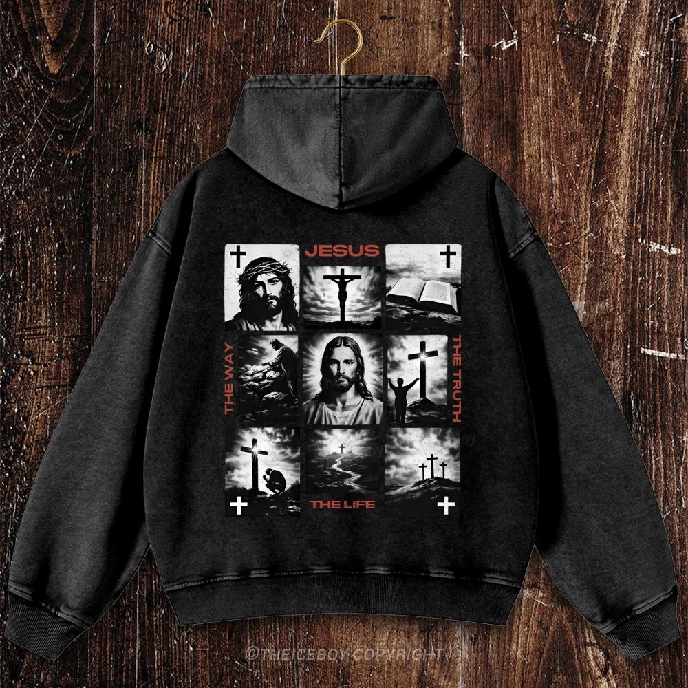 The Way The Truth The Life Christian Washed Hoodie