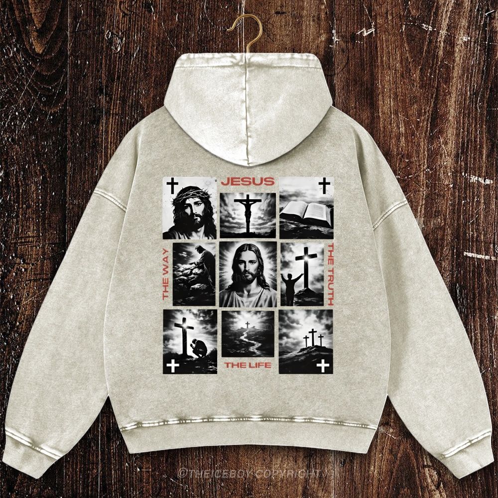 The Way The Truth The Life Christian Washed Hoodie