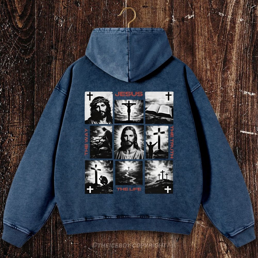 The Way The Truth The Life Christian Washed Hoodie