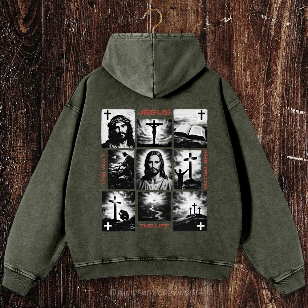The Way The Truth The Life Christian Washed Hoodie