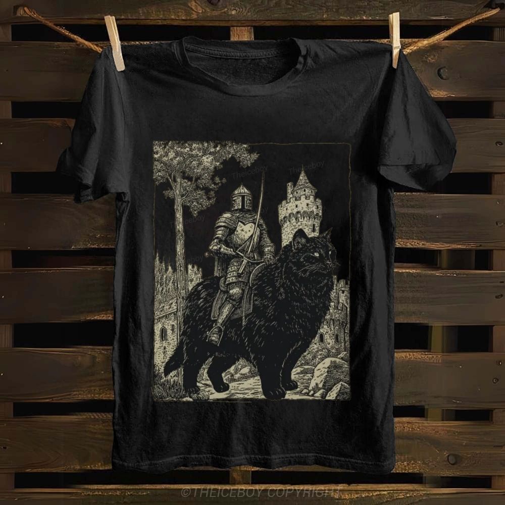Knight Cat Rider Cotton T-shirt
