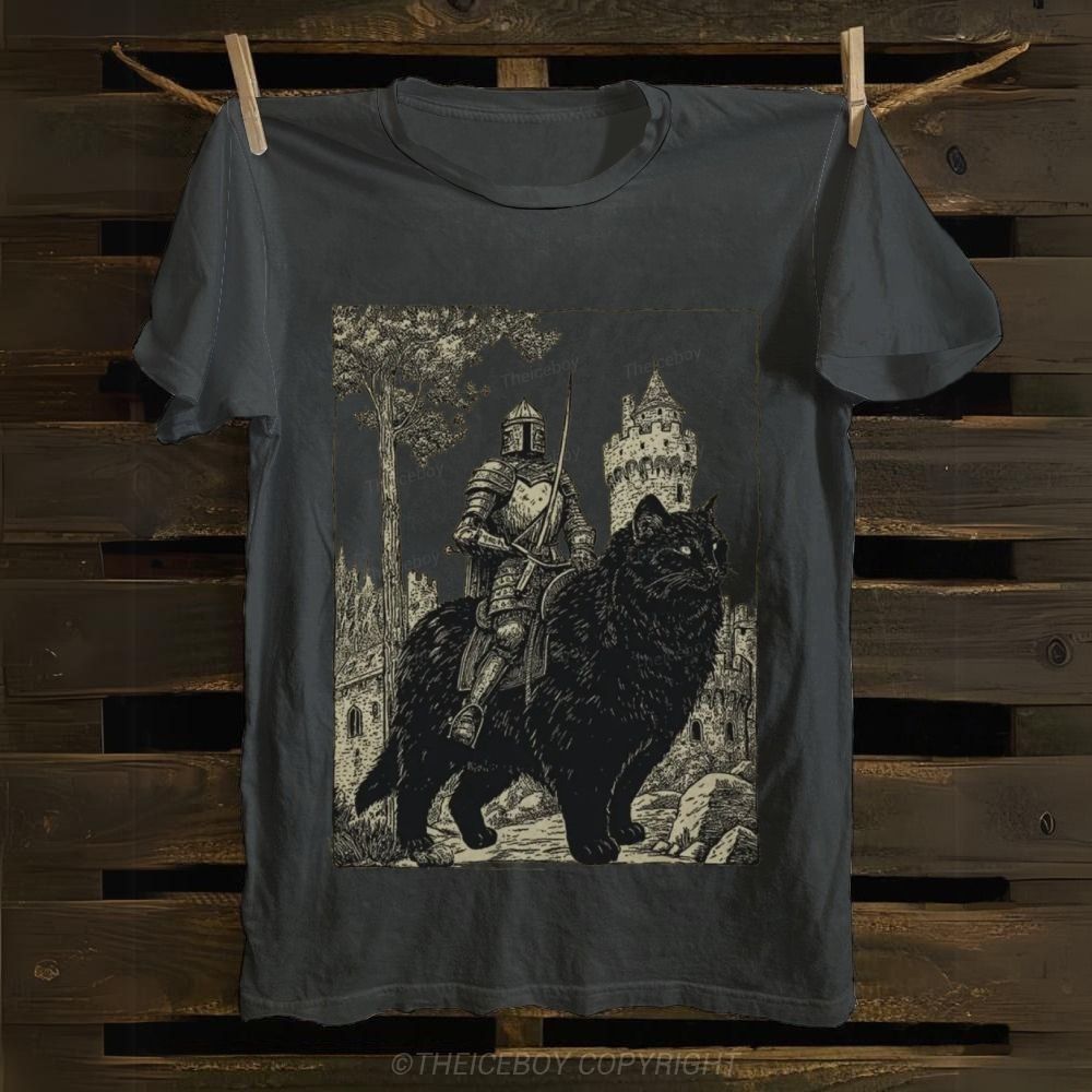 Knight Cat Rider Cotton T-shirt