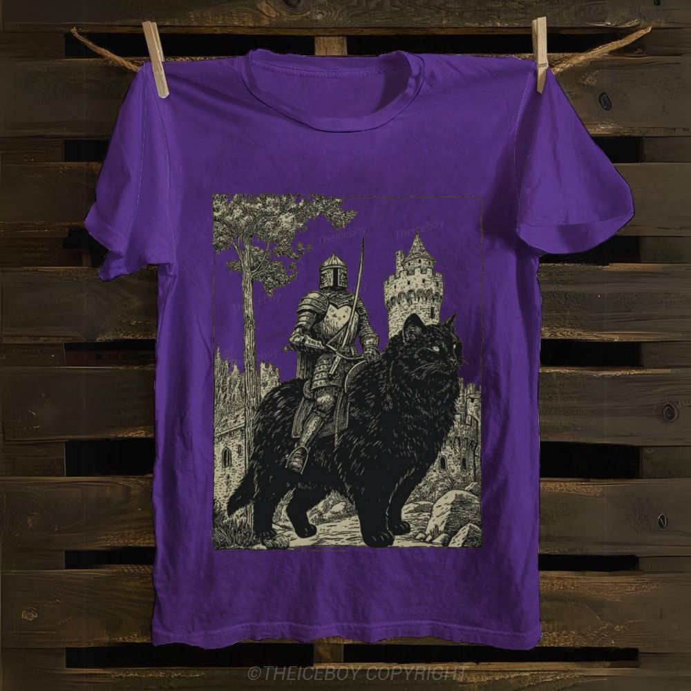 Knight Cat Rider Cotton T-shirt