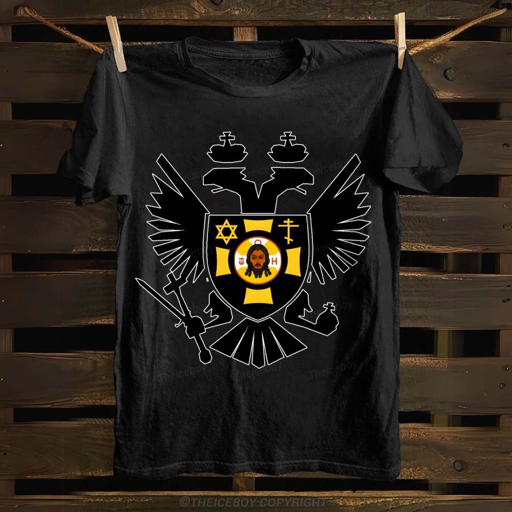 Symmetrical Black Raptor Cotton T-shirt