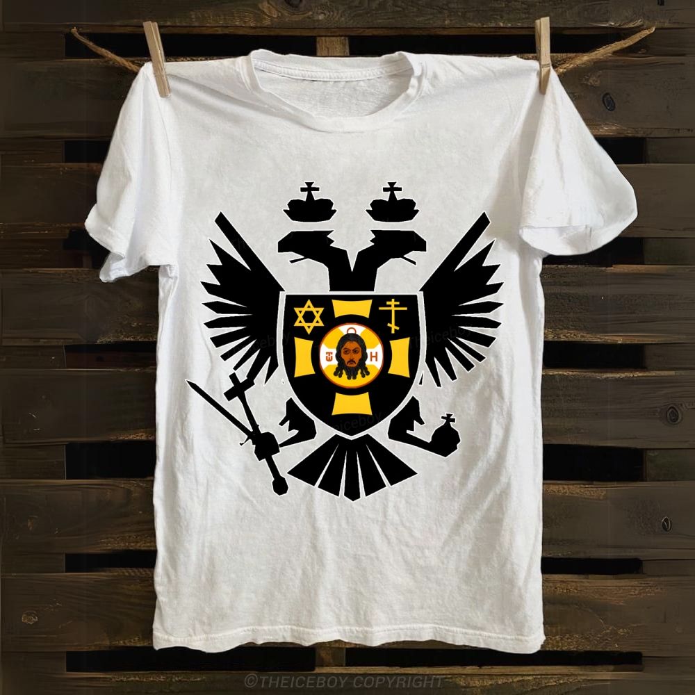 Symmetrical Black Raptor Cotton T-shirt