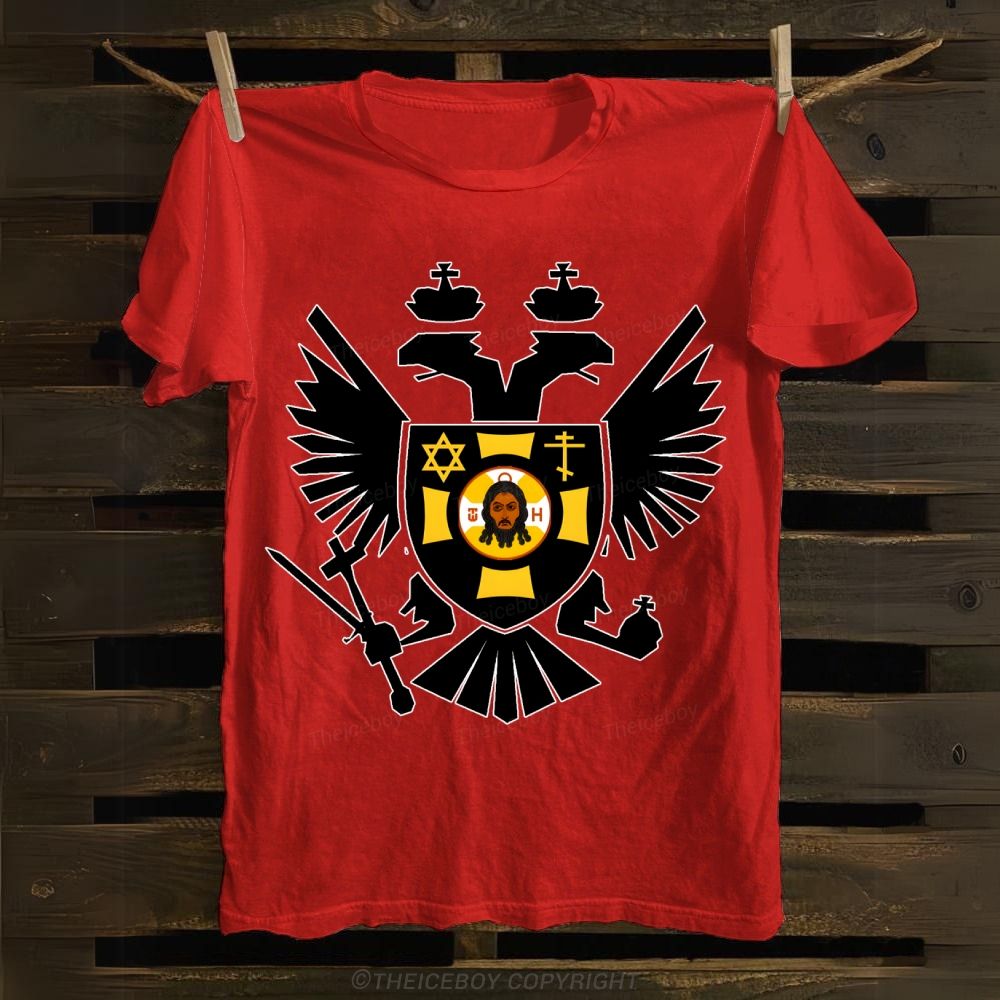 Symmetrical Black Raptor Cotton T-shirt