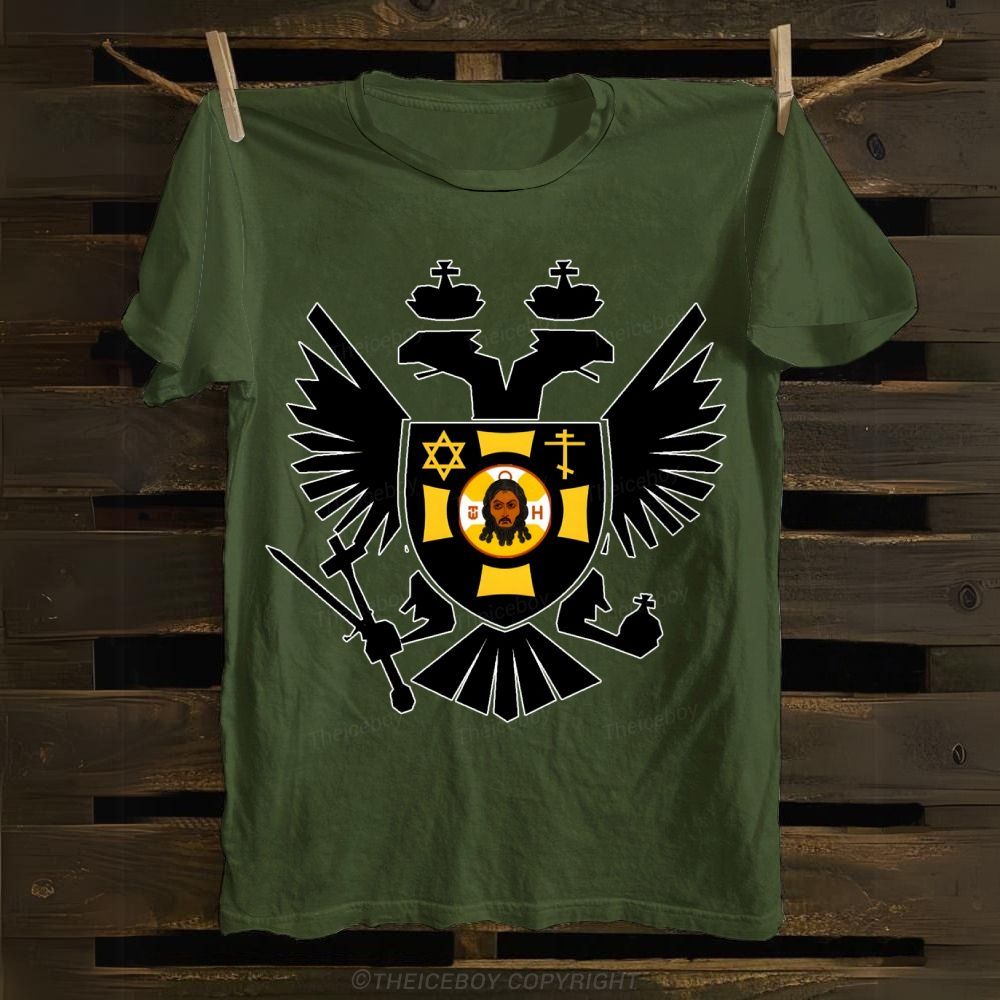 Symmetrical Black Raptor Cotton T-shirt