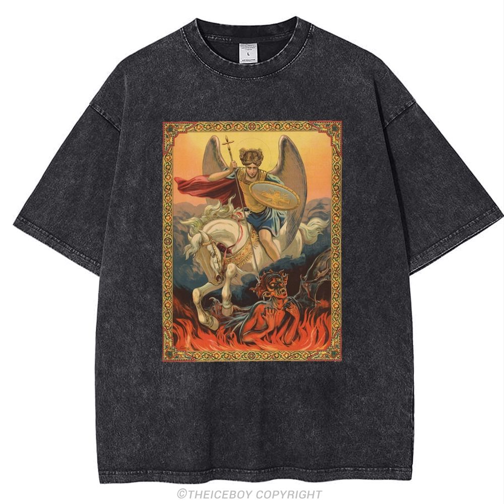 Saint Michael The Archangel Snowflake Vintage Cotton T-Shirt