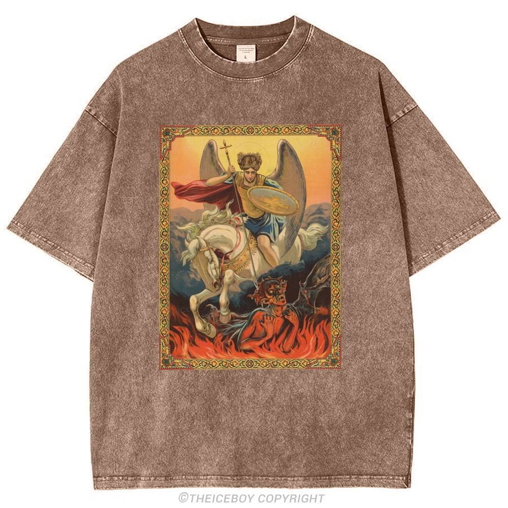Saint Michael The Archangel Snowflake Vintage Cotton T-Shirt
