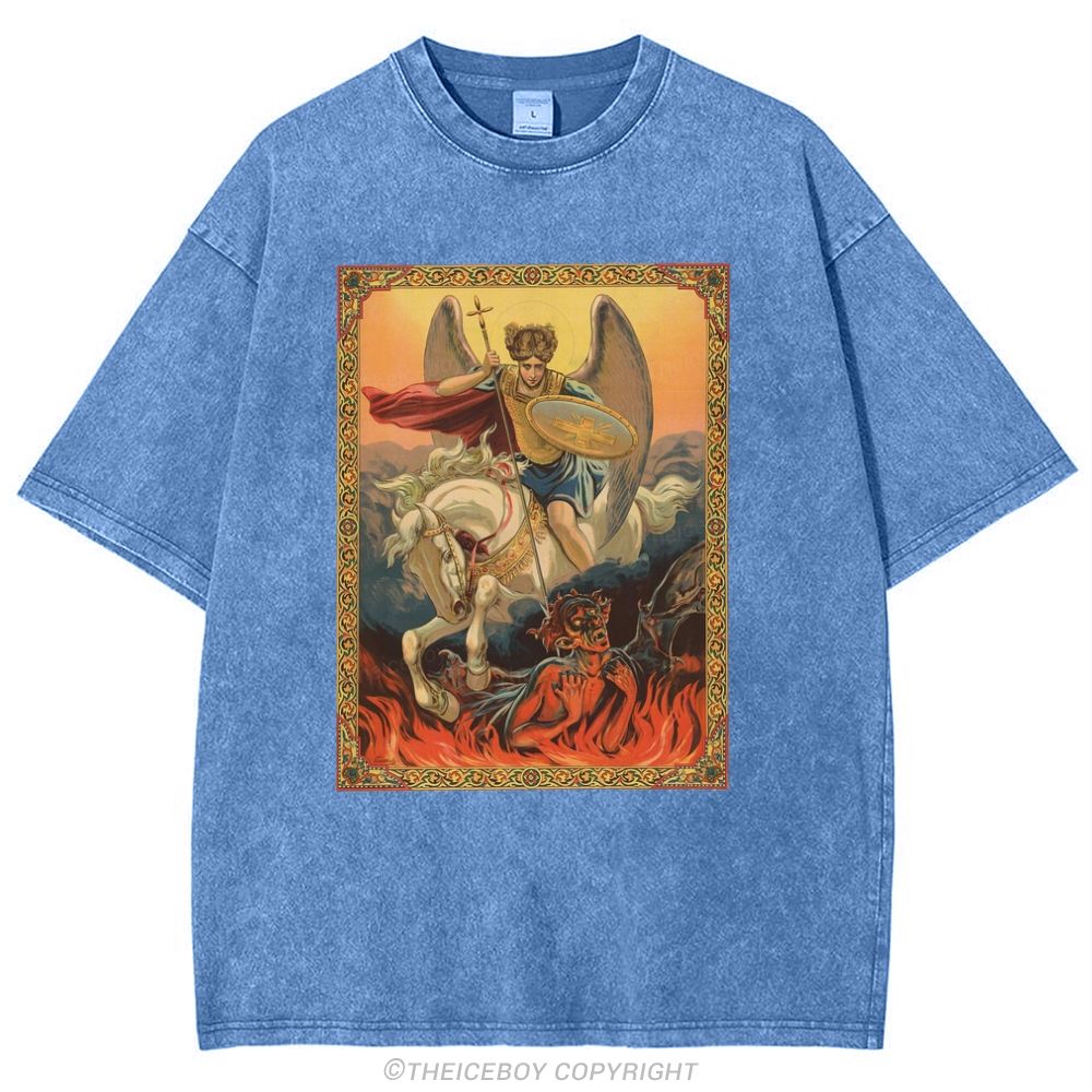 Saint Michael The Archangel Snowflake Vintage Cotton T-Shirt