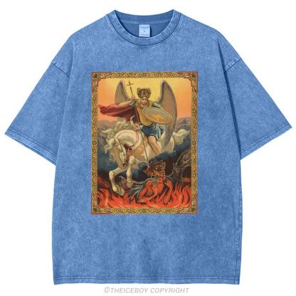 Saint Michael The Archangel Snowflake Vintage Cotton T-Shirt