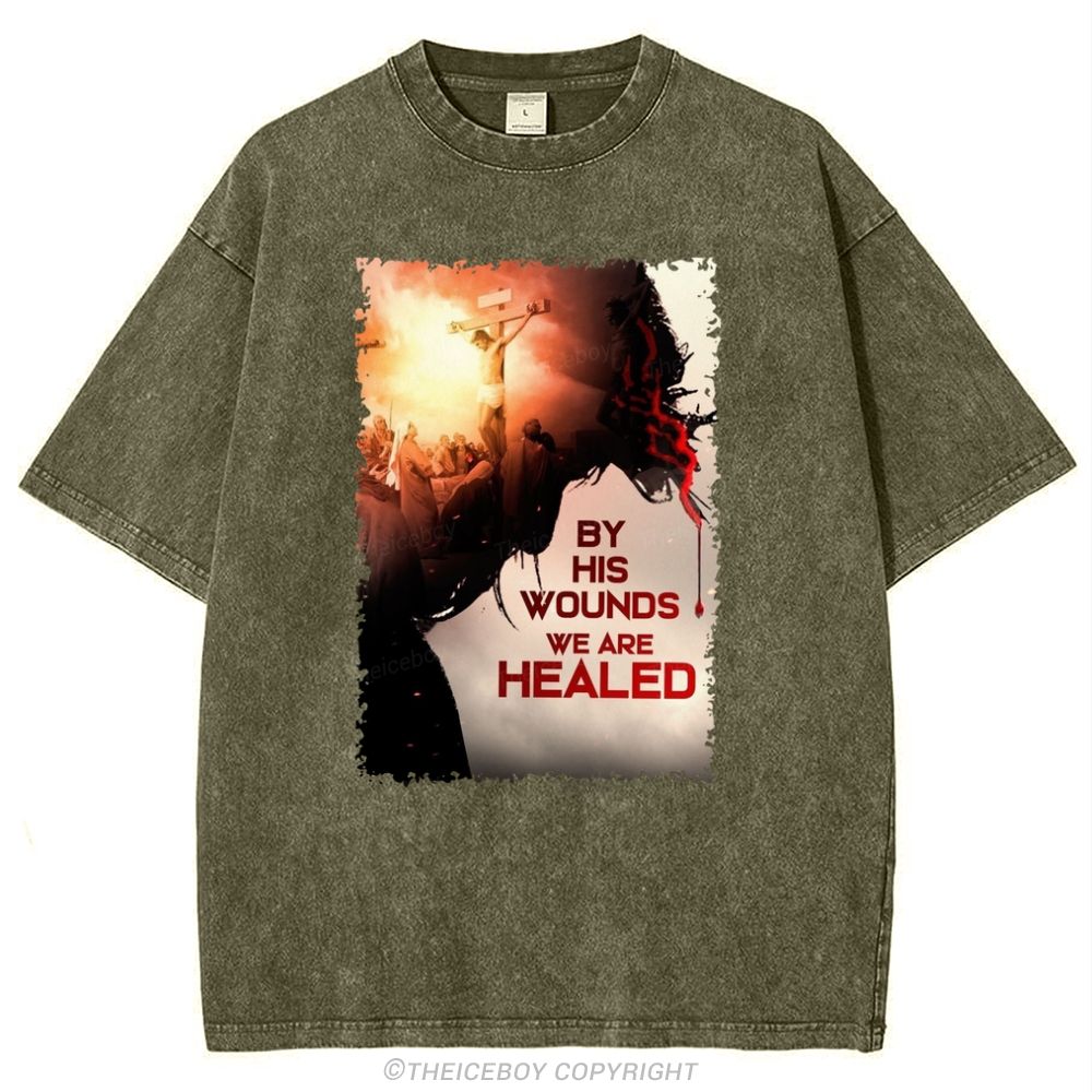 By His Wounds We Are Healed Snowflake Vintage Cotton T-Shirt