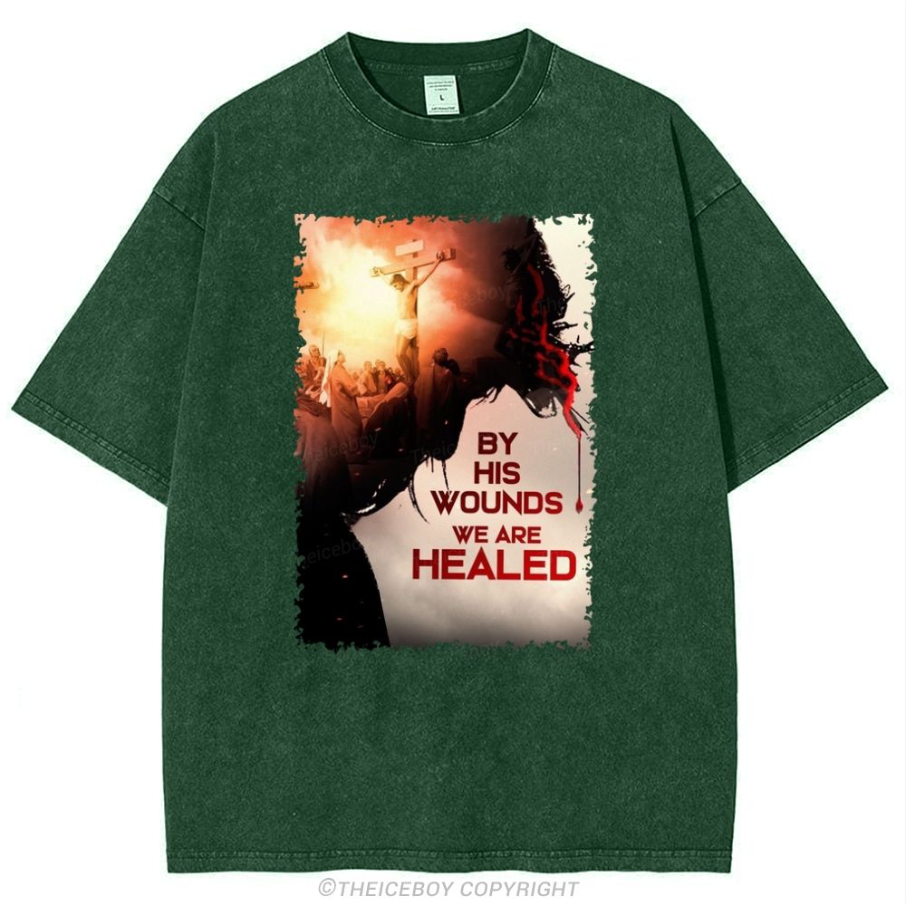 By His Wounds We Are Healed Snowflake Vintage Cotton T-Shirt