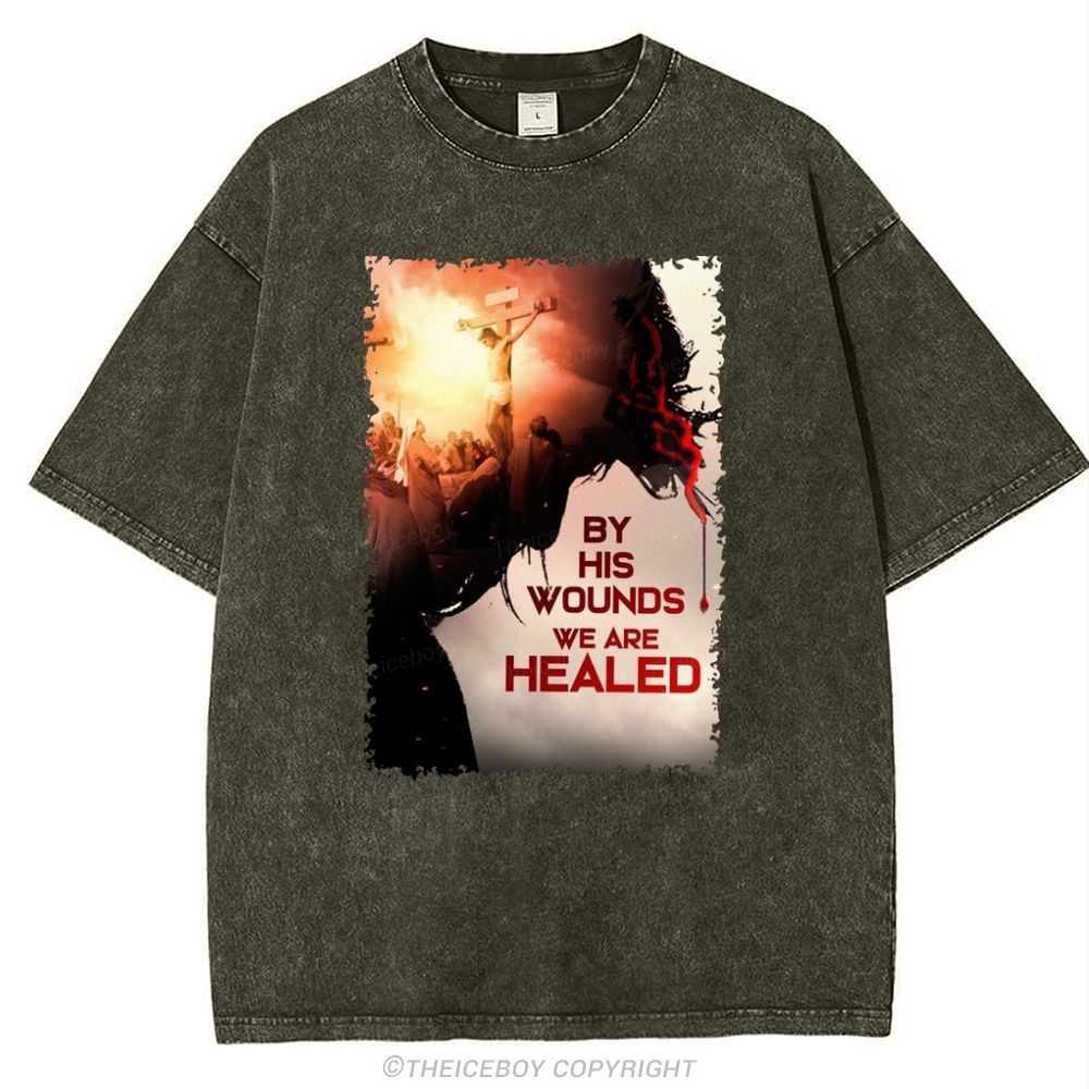 By His Wounds We Are Healed Snowflake Vintage Cotton T-Shirt
