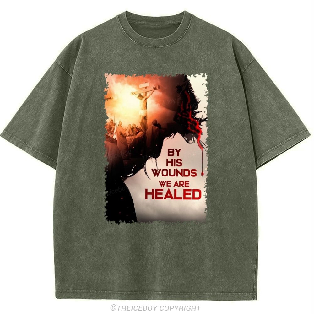 By His Wounds We Are Healed Snowflake Vintage Cotton T-Shirt