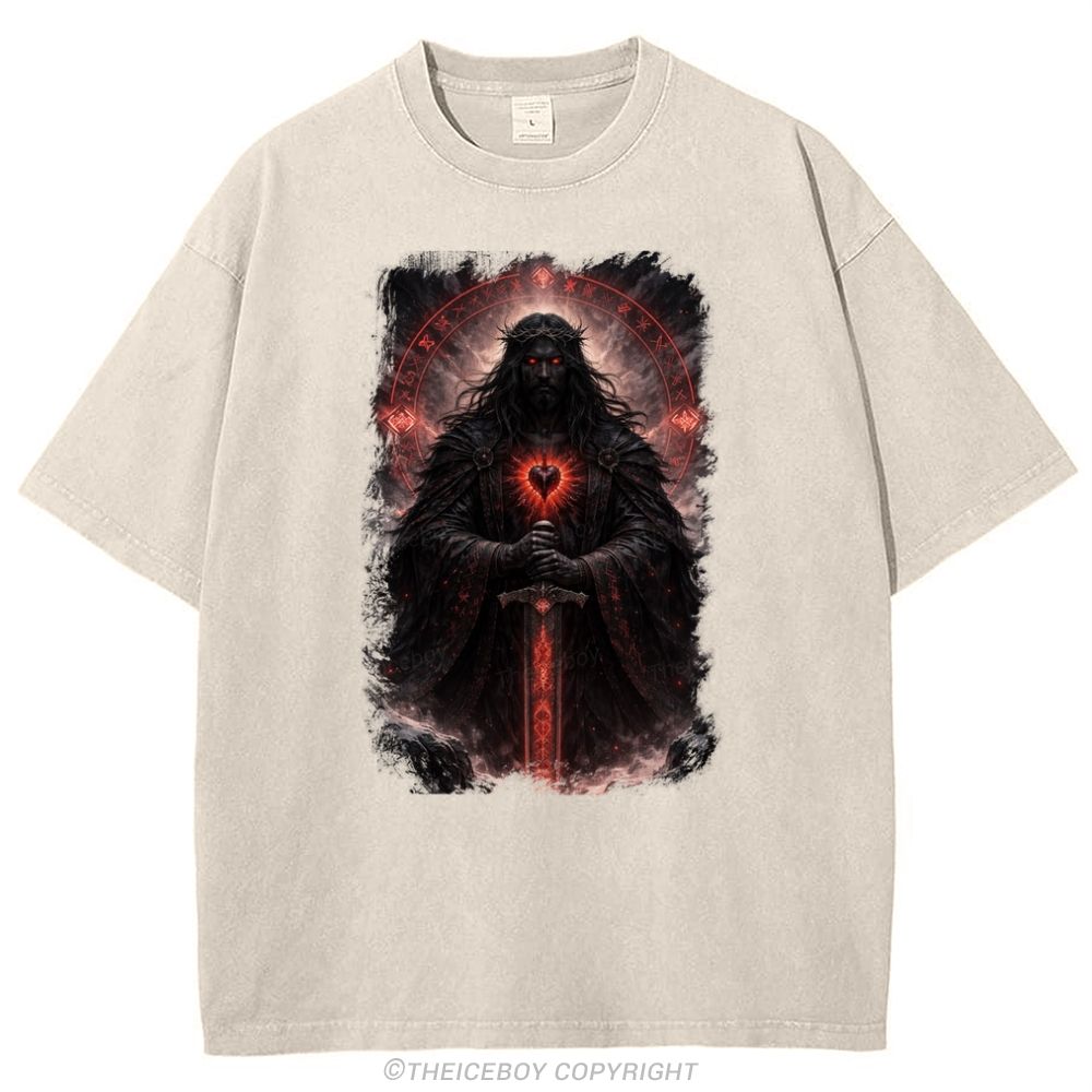 Sacred Heart Of Christ Snowflake Vintage Cotton T-Shirt