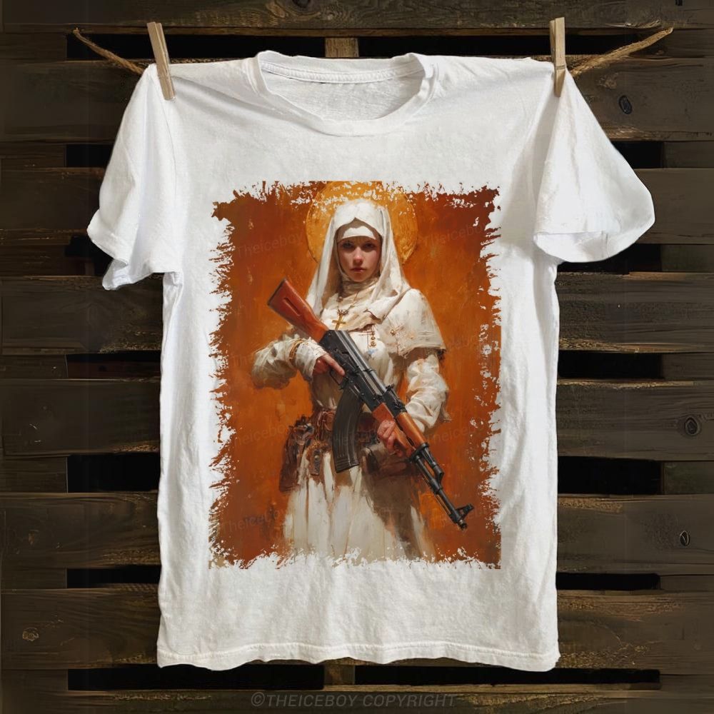 Wednesday Nuns With Guns Cotton T-shirt
