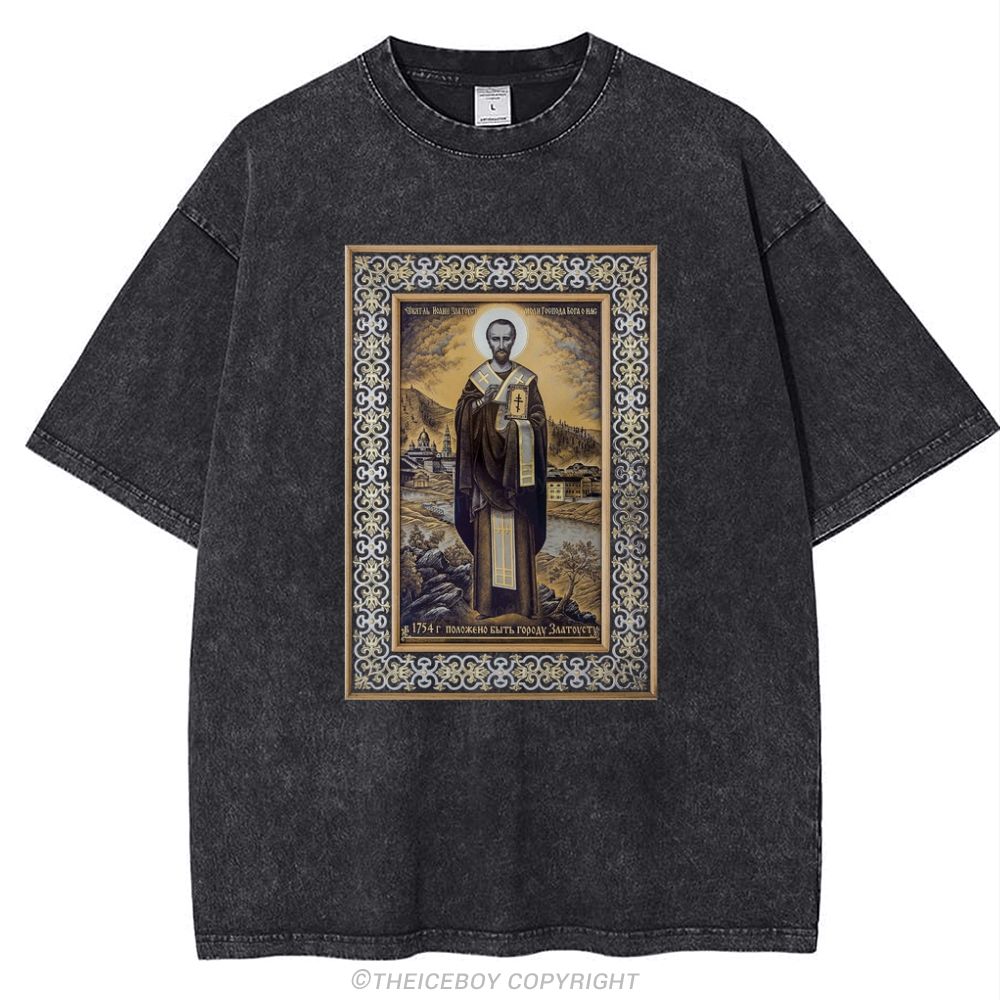 Saint John Chrysostom Snowflake Vintage Cotton T-Shirt