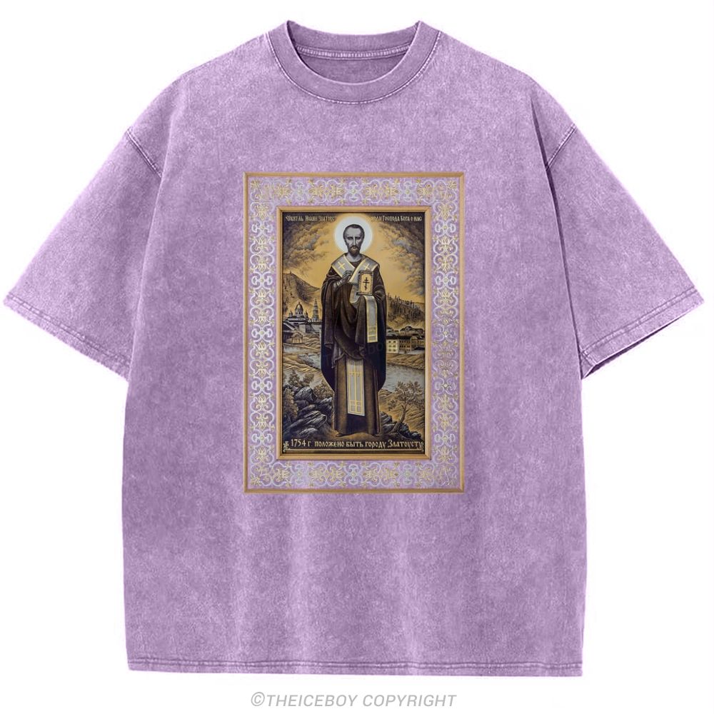 Saint John Chrysostom Snowflake Vintage Cotton T-Shirt
