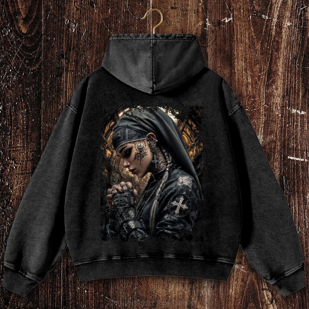 Chrome Cross Christian Washed Hoodie